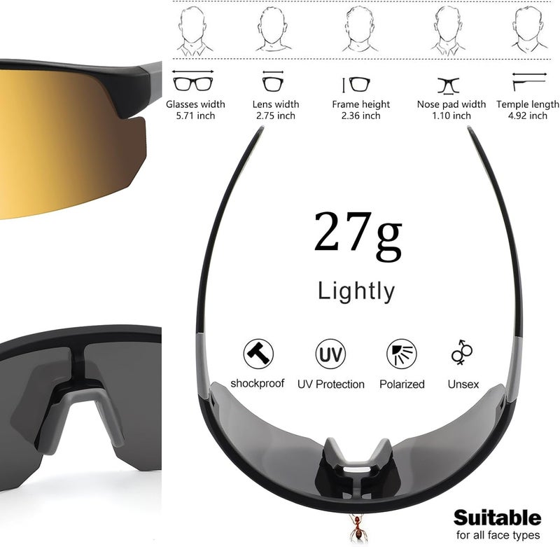 BangLong Polarized Sports Sunglasses for Men Women - UV Protection Sun Glasses for Running Baseball Cycling Bike Fishing - Image 4